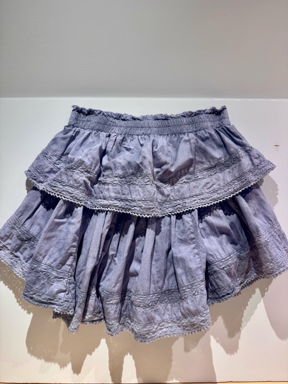 LoveShackFancy blue Tiered Ruffle Mini Skirt